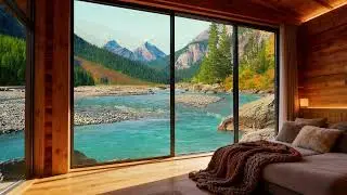 Cozy Cabin River ASMR 🌲 Flowing Water, Pine Forest & Mountain Views | Relaxing Ambienc