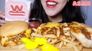 ASMR WIENERSCHNITZEL CHILI CHEESE FRIES, HOT DOG & BURGER