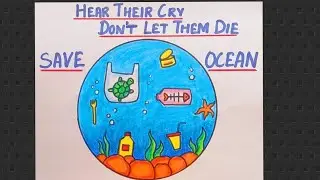 World Ocean Day Drawing/ World Ocean Day Poster/ Ocean Day Poster Drawing/ Save Ocean Drawing
