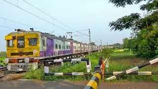 A curvy EMU train in the afternoon with mild sunlight on body || Eastern Railway