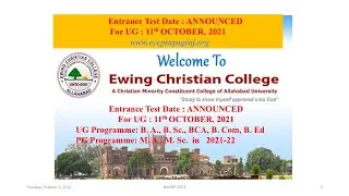Entrance Test Date in  ECC: 11th Oct., 2021(Monday)