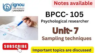 BPCC-105 Unit- 7 sampling techniques #ignou #unit7 #bpcc105 #bpcc #ignounotes #ignoubooks #books