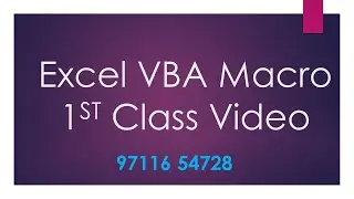 Excel VBA 1st Class Nov 2018