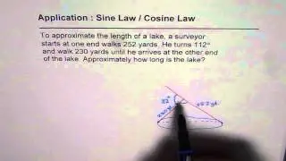 Find Length of Lake Using Cosine Law