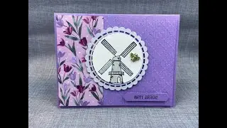 Stampin Up Tulip Fields windmill card (with gingham embossing folder)