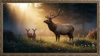 Turn Your TV Into Enchanted Nature Art 🦌🌲  Deer Family in Misty Forest  2 Hour Classical Painting