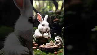🐰Cute rabbit rescued the poor little hedgehog #rabbit  #cat  #kitten  #funny  #ai