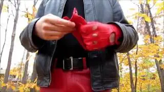 Prime Sports Driving Red Leather Gloves