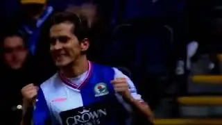 Michel Salgado scores his first goal for Blackburn Rovers