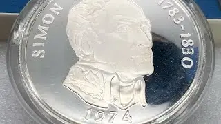 1974 Republic of Panama Simon Bolivar 20 Balboas Proof Sterling Silver Coin from granpas collection