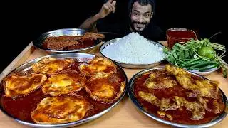 Asmr Eating Mutton Fat Curry With Rice, Spicy Chicken Masala, Egg Omlet Curry, Mukbang Eating Video