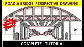 Road And Bridge Perspective Drawing tutorial #drawing #drawingtutorial #autocad