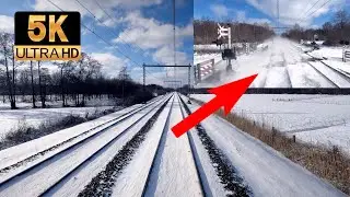 [5K] Rear View Multi Cam Cab Ride: See the drifting snow! Zwolle - Utrecht CABVIEW HOLLAND 9feb 2021