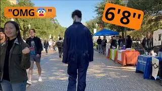 People's Reactions to 6'8 Michael Myers Walking Through College Campus 😲