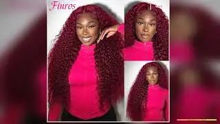 Finros 99J Burgundy 13x6 Hd Deep Wave Lace Frontal Wigs For Women Water Wave 13x4 Transparent