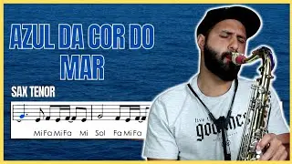 • Azul da cor do mar | Partitura com notas simplificada - Sax Tenor 🎷