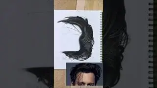 realistic hair drawing (Johnny Depp)with charcoal pencil and powder #realistic #monochromatic