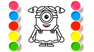 Stuart the Minion Girl Drawing and Coloring for kids |drawing despicable me 4 | how to draw a minion