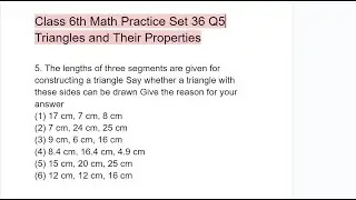 6th Std Math Practice Set 36 / Standard 6 practice set 36Q5 / Triangles & Their Properties