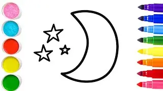 Draw and Colour Moon and star Drawing 🌙 ⭐ | Easy Drawing For kids Learn Toddler