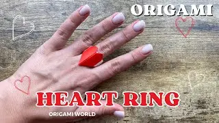 ORIGAMI HEART RING TUTORIAL FOR GIFT | CRAFTING LOVE VALENTINE DAY ORIGAMI WORLD HEART RING FOLDING