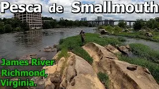 Pesca de Smallmouth Bass, en James River, Richmond, Virginia.