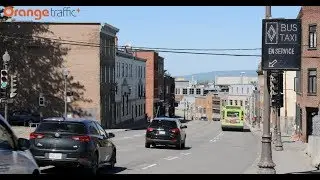 Orange Traffic on the Road - Reserved Lane in Quebec City