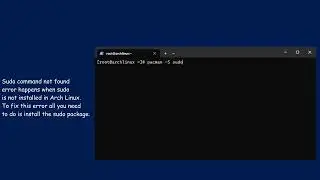 How to solve sudo command not found error on Arch Linux