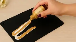 Feather Fluid Art Painting Tutorial💛|How to Create a Feather Design by Blowing Paint?🎨‌|Abstract Art