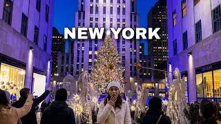 Rockefeller Center Christmas Tree 🎄 Midtown Manhattan Holiday Walk 2021 [4K HDR]