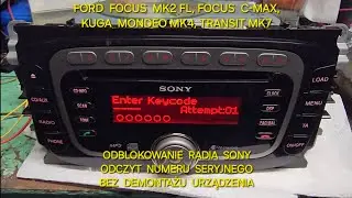 Odblokowanie kodu radia #Ford Focus Kuga Numer seryjny bez wyjmowania radia #Radio SONY #Code Unlock