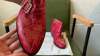 Chloe Susanna Boots Red with Gold hardware | Sale