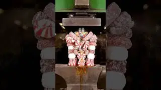 Hydraulic Press vs DIY Candy Tower &ndash; Epic Collapse ASMR #viral #shortvideo #satisfying #viralvideo