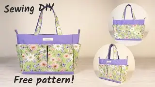 DIY Easy canvas tote bag with multiple pockets | Sewing Tutorial and Free Pattern