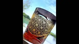 Edo Kiriko Handcrafted Crane Feather Whisky Glass With Wooden Box - MASU