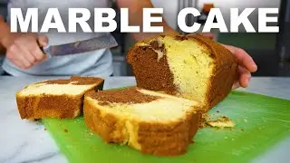 Marbled poundcake (one batter, two flavors)