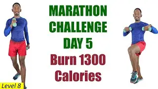 MARATHON CHALLENGE DAY 5: Running In Place with Dumbbells 🔥1300 Calories🔥