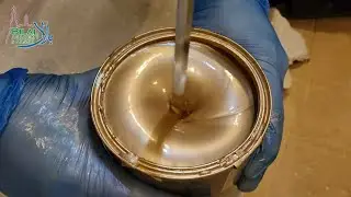 Spraying Final Gold Coat &bull; Bilal Academy Mihrab Project