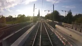 RSAG Eingleisiger Abschnitt mit Kletterweiche Rostock [Sanierungsarbeiten an der Petribrücke 2018]