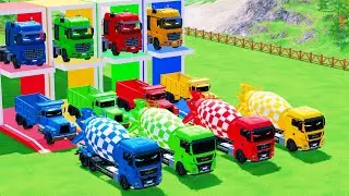 Massive Haul! Trucks Transporting Mixer Trucks and Dump Trucks with Flatbed  Trailer - FS22