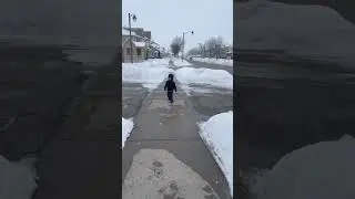 Chasing snowflakes, one step at a time! ❄️❤️ #snowdayfun