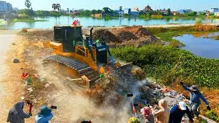 Cleaning Land, Land filling, Skills​ Driver​ Bulldozer SHANTUI DH17C3, Dump truck unloading
