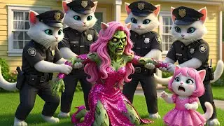 😱 OMG 🧟 Zombie Mama Cat Breaks In 💞 Cute Kitten Panics As Police Storm In! | AI Cat Story