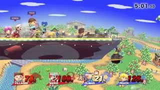 Kinda (little mac and mario) and Tree (villager) vs Ikez (olimar) and Crow (peach)