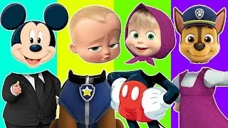 Wrong Heads Paw Patrol Mickey Mouse Boss Baby Masha Finger Family Learn Colors For Kids