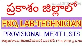 Prakasam District Medical Department Posts FNO and Lab-Technicians Provisional Merit List Details