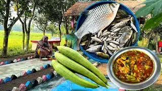 দেখেন পুকুর থেকে হাত দিয়ে মাছ ধরে | বাড়ি থেকে ধুন্দুল তুলে রান্না করলাম ||