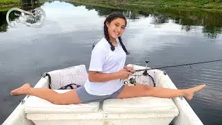 GIRL CATCHES FISH WHILE IN FULL SPLIT - A FINE FAMILY FISHING CHALLENGE