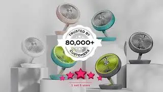 Nuuk FOLDE v2 Cordless & Rechargeable 7 Inch Table Fan | 180˚Folding for Easy Carrying | 4 Wind Spee
