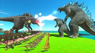 Dinosaurs Revolt Battle With Zilla | Who can defeat Godzilla 2014? Animal Revolt Battle Simulator